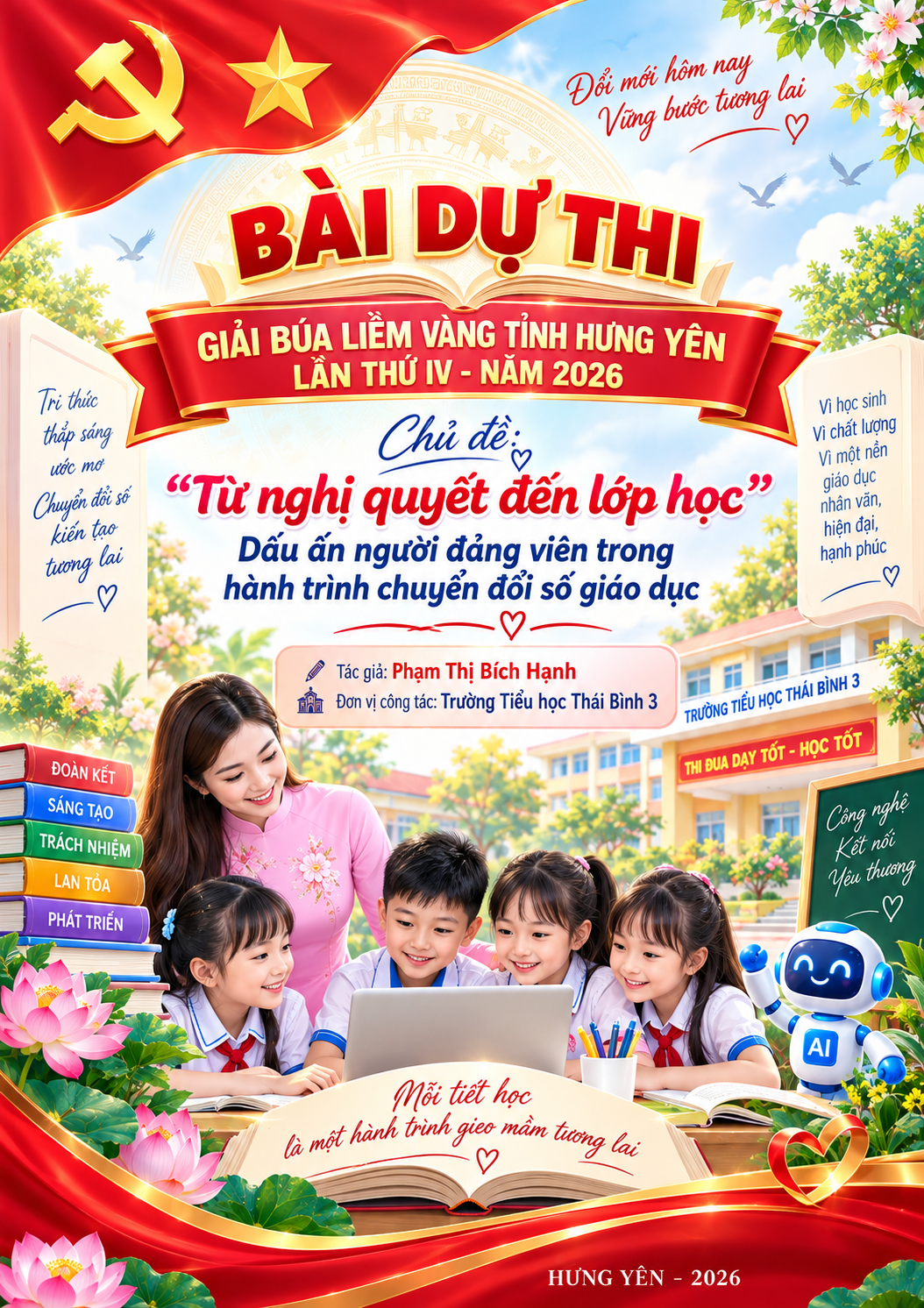 Tác phẩm Dự thi Giải búa Liềm vàng lần thứ IV tỉnh Hưng Yên năm 2026 ( Tác giả: Phạm Thị Bích Hạnh - Trường Tiểu học Thái Bình 3, phường Thái Bình)